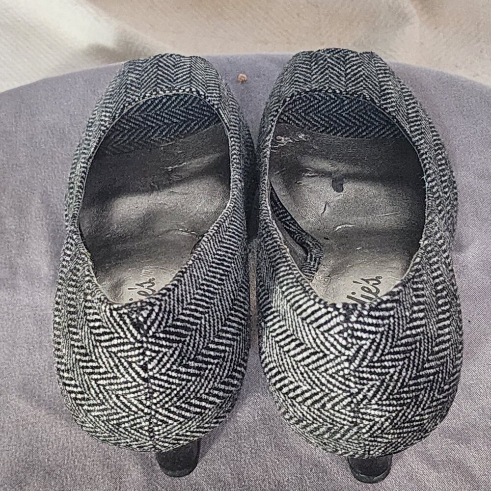 Candie's Grey Black Tweed SeeMe 3" Peep Toe Non Slick Sole Dress Pumps Size 7M - Picture 10 of 16